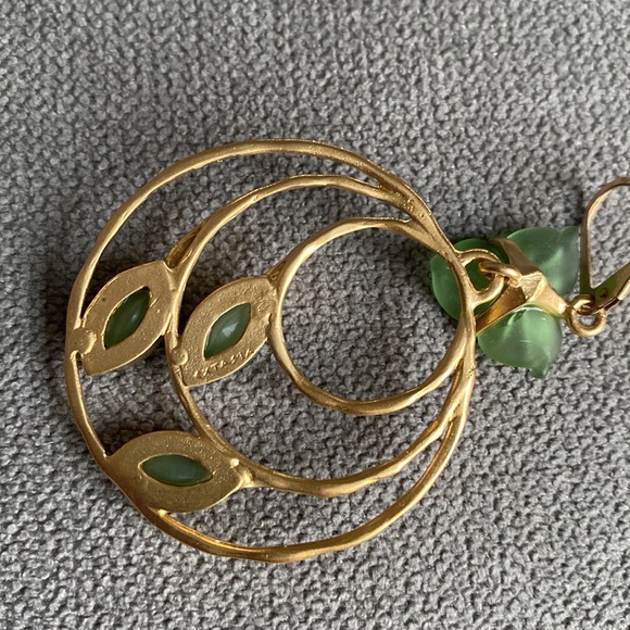 Anthropologie Exstasia Gold and Green Hoop Earrings New - Picture 4 of 4